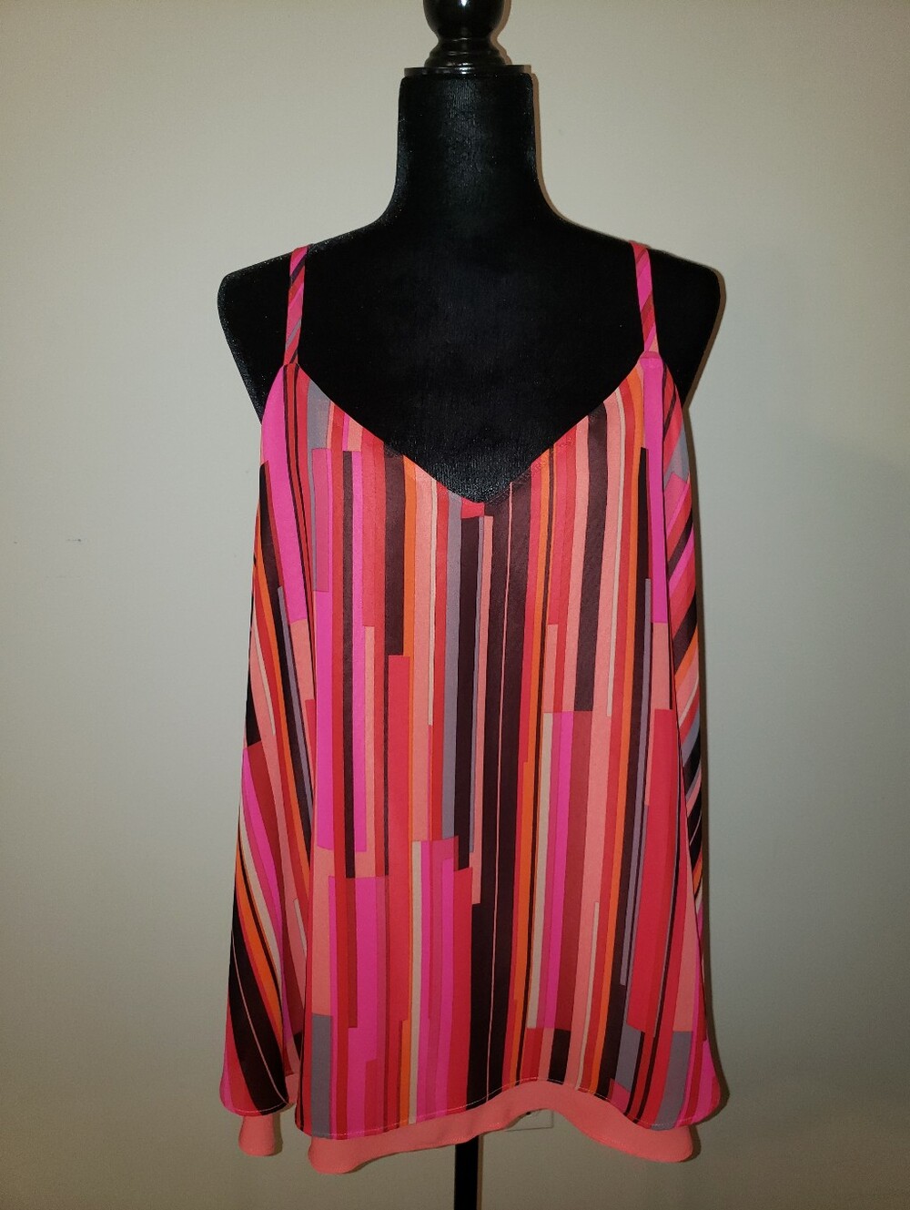 Torrid Pink & Red Stripe V-Neck Cami